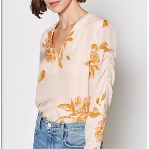 JOIE GALVIN FLORAL SILK BLOUSE IN SHIMMER PINK S NWOT 278.00